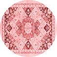 thumbnail image 1 of Ahgly Company Machine Washable Indoor Round Abstract Red Modern Area Rugs, 4' Round, 1 of 4
