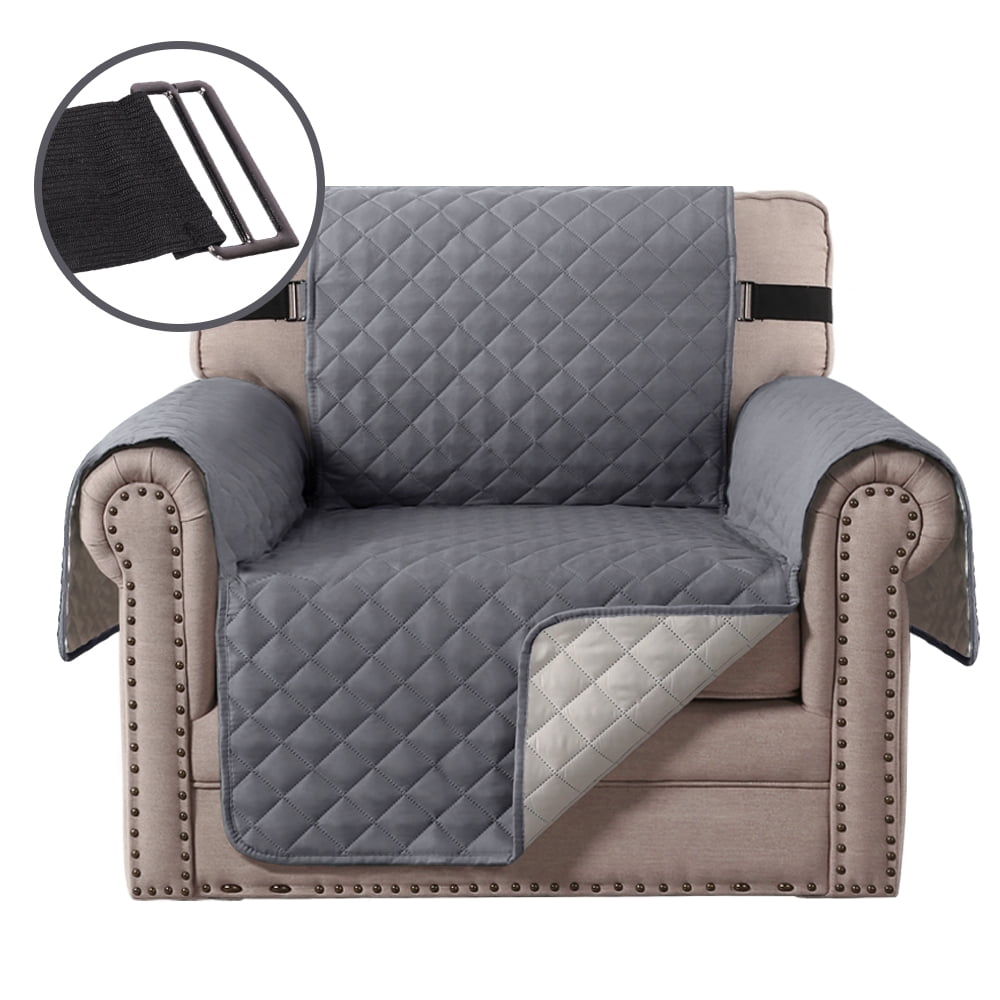 SHANNA Sofa Slipcover Reversible Quilted Sofa Cover, Water Resistant Couch Covers Furniture Protector for Pets Kids, Grey, Armchair Cover
