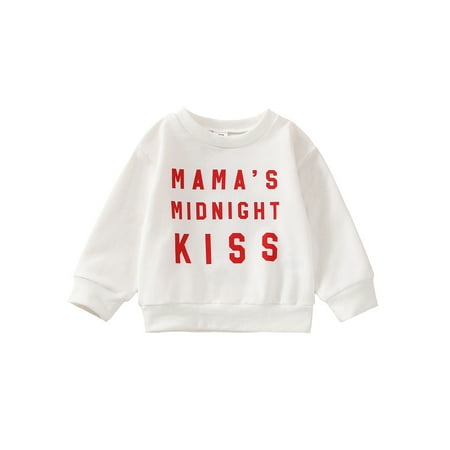 

Sunisery Toddler Baby Girls Boys Valentine s Day Sweatshirt Casual Letter Print Long Sleeve Pullover Tops Streetwear White 0-6 Months