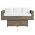 thumbnail image 3 of Lounge Sectional Sofa Table Set, White, Rattan, Wicker, Outdoor Patio Balcony Cafe Bistro Garden Hospitality Restaurant, Modern Contemporary HB34712, 3 of 10