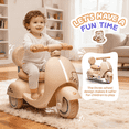 thumbnail image 3 of Pawverly 12V Toddler Ride On Motorcycle, 3-Wheel Electric Scooter with Wide Seat, Wooden Handle, Smooth Start Stop, Kids Ride On Toy for Boys Girls 1-3 Beige, 3 of 8