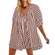 thumbnail image 4 of Trajes de Mujer Casual Moda Impresión Cuello Redondo Cordón Vendaje Manga Corta Bolsillos Traje de Juego, 4 of 5