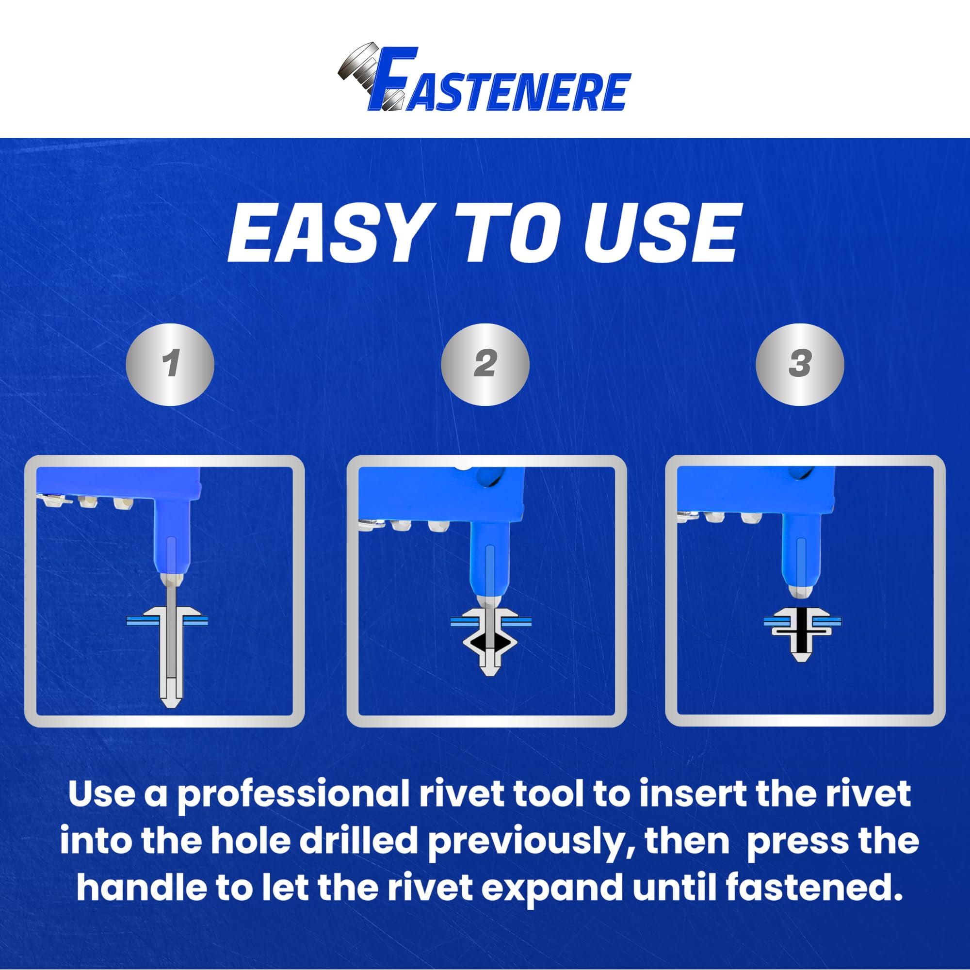 Fastenere Copper Pop Rivets - 1/8" x 3/16" (100 Pack) Copper Body Brass Mandrel, Heavy Duty, Open-End, Dome-Head Blind Rivets, Corrosion-Resistant & High Shear Strength, 4-3 Gap .126" - .187"