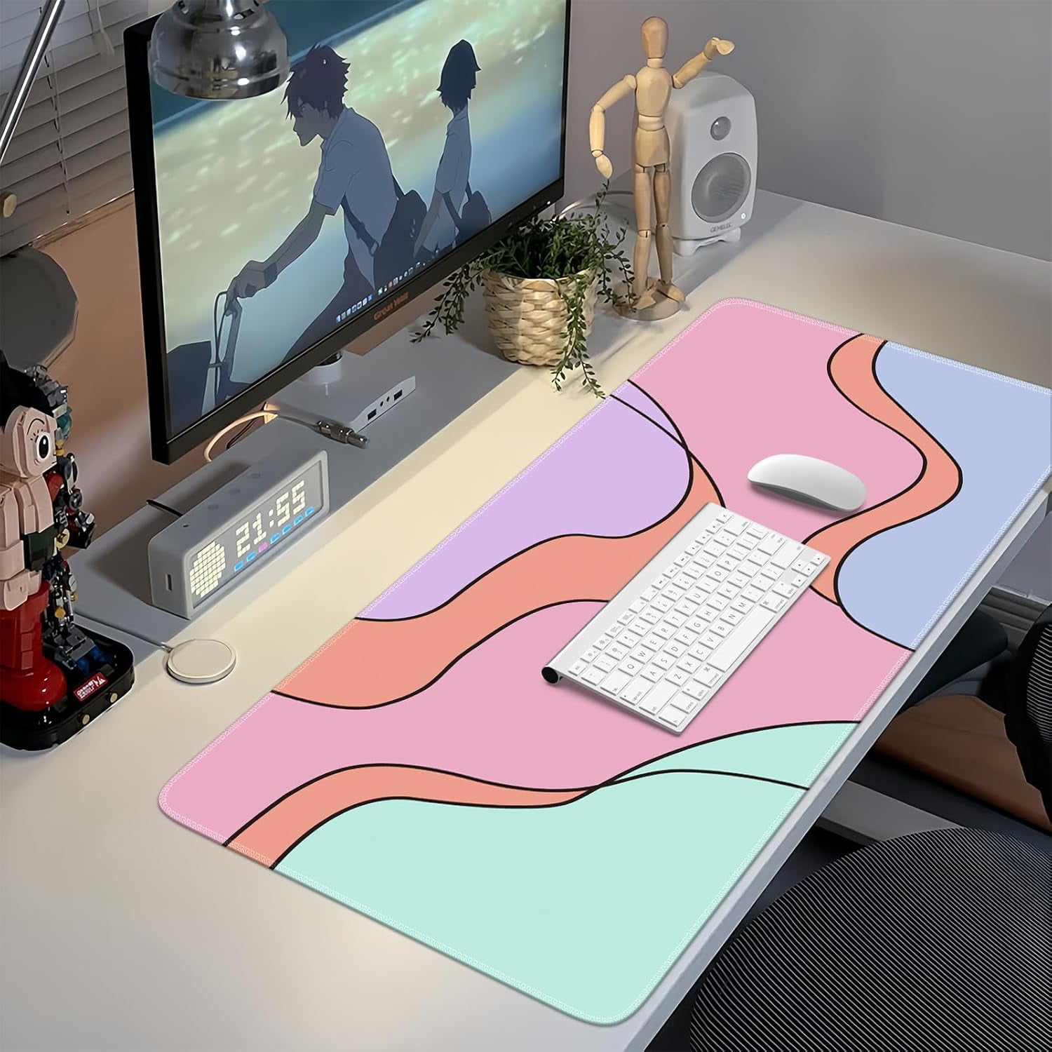 iCasso Desk Mat, Gaming Mouse Pad Wrist Support Set,4in1 XXL Large Mousepad : iCasso Extended Gaming Mouse Pad (35.4x15.7 in), Large