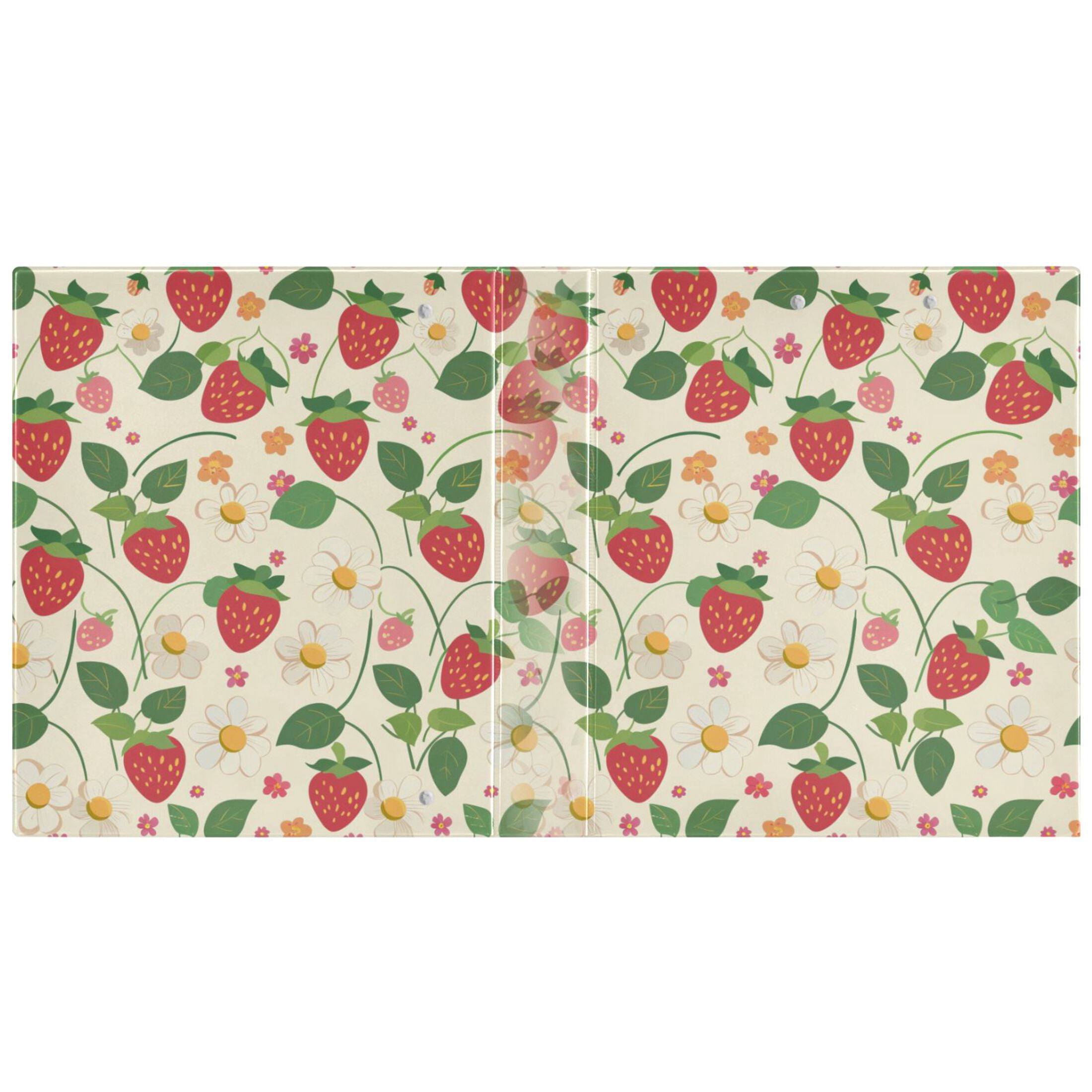 joogoo Strawberry and Daisy Flower Hardcover 3 Ring Binder 1.5" Round Rings Interior Pockets Binders Organizer 1 Pack