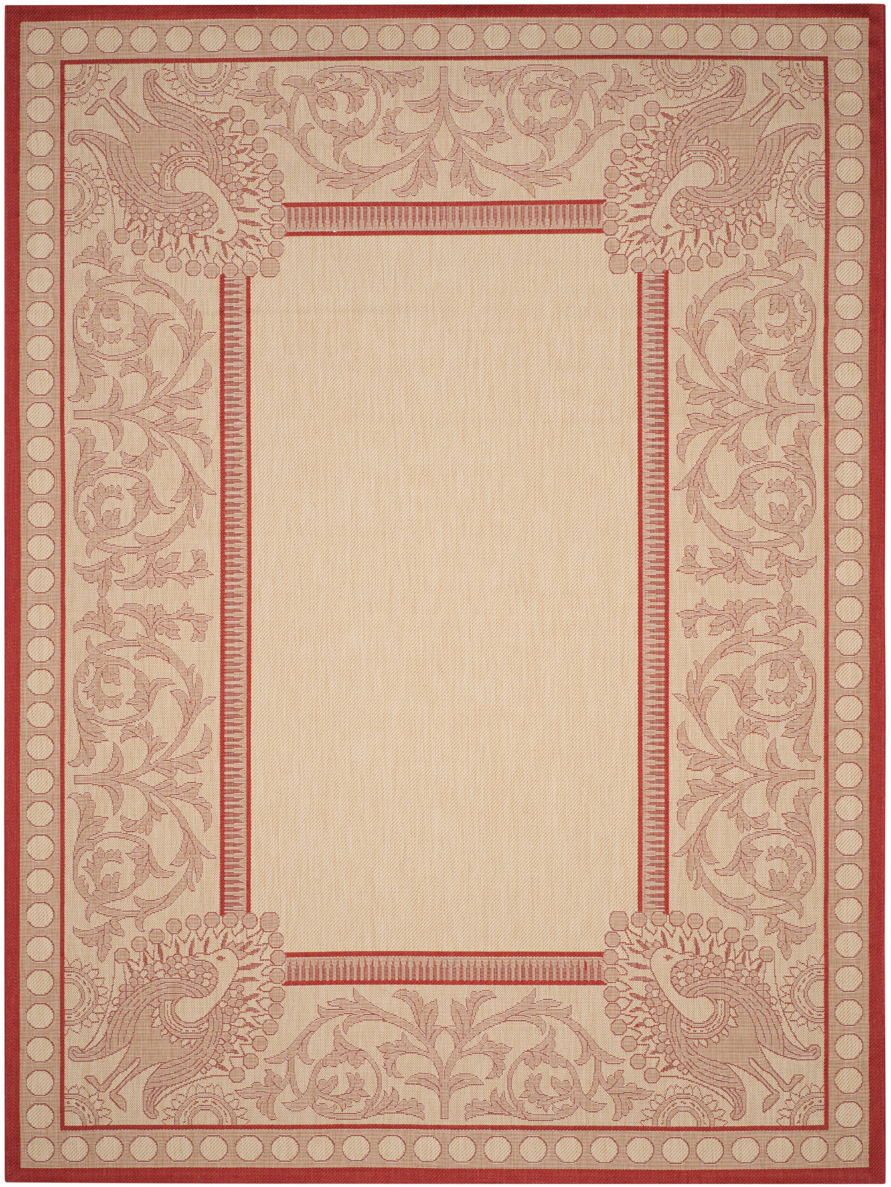 SAFAVIEH Courtyard Cooper Floral Indoor/Outdoor Area Rug, 6'7" x 6'7" Square, Natural/Red - image 2 of 7