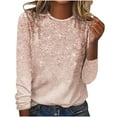 thumbnail image 2 of Womens Plus Size Tops 3/4 Sleeve Round Neck Easter Printed Casual T-shirt Rose Gold XL, 2 of 4