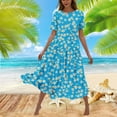 thumbnail image 2 of Drses Women's Casual Dresses Women's Flower Printing Casual Short Sleeve Crewneck Dress Casual Flowy Tiered Maxi Beach Dress Short Sleeve Dress for Women Summer, 2 of 6