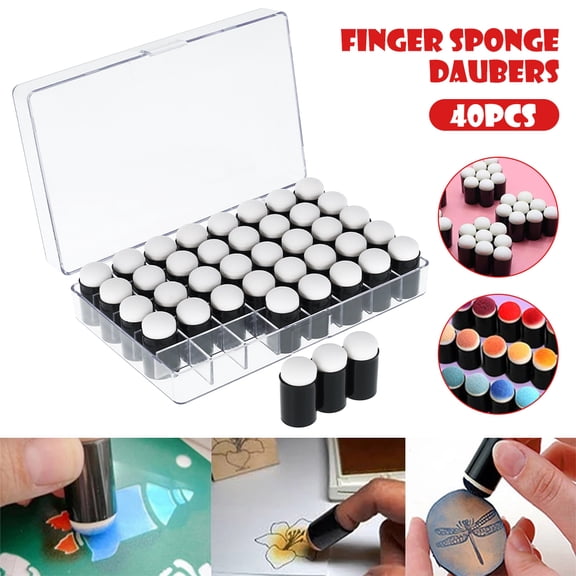 Willstar 40Pcs Finger Sponge Daubers Sponge Dauber Set for Painting Art Ink Crafts Chalk Card Making for Stamping, Drawing, Ink, Card Making