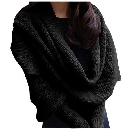 Hontri Wraps for Women Utrum Knitted Cable Wrap for Women Cropped Sweater Womens Wrap Sweater Knitted Scarf with Sleeves Knitted Wrap Shawl Wraps for Women Black Hontri Wraps for Women Utrum Knitted Cable Wrap for Women Cropped Sweater Womens Wrap Sweater Knitted Scarf with Sleeves Knitted Wrap Shawl Wraps for Women Black