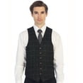thumbnail image 2 of Gioberti Men's 6 Button Slim Fit Formal Herringbone Tweed Vest, 2 of 6
