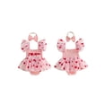 thumbnail image 2 of BemeyourBBs Newborn Baby Girls Mother's Day Father's Day Outfit Summer Romper Dress Baby Girl Clothes I Love Mom Dad Letter Heart Smocked Flying Sleeve Tulle Tutu Dress and Bow Headband Set, 2 of 9