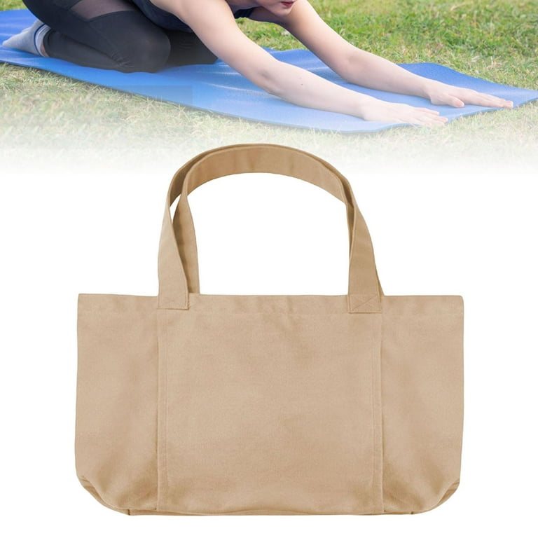 Yoga Pilates , Basic Canvas Yoga Tote Carrier Shoulder Bag Tote for Office  Yoga Pilates Travel Beach and Gym , Beige