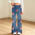 thumbnail image 6 of Kiijoy Girls Flare Denim Pants Cute Mushroom Print Elastic Waist Pants, Sizes 2-12, 6 of 8