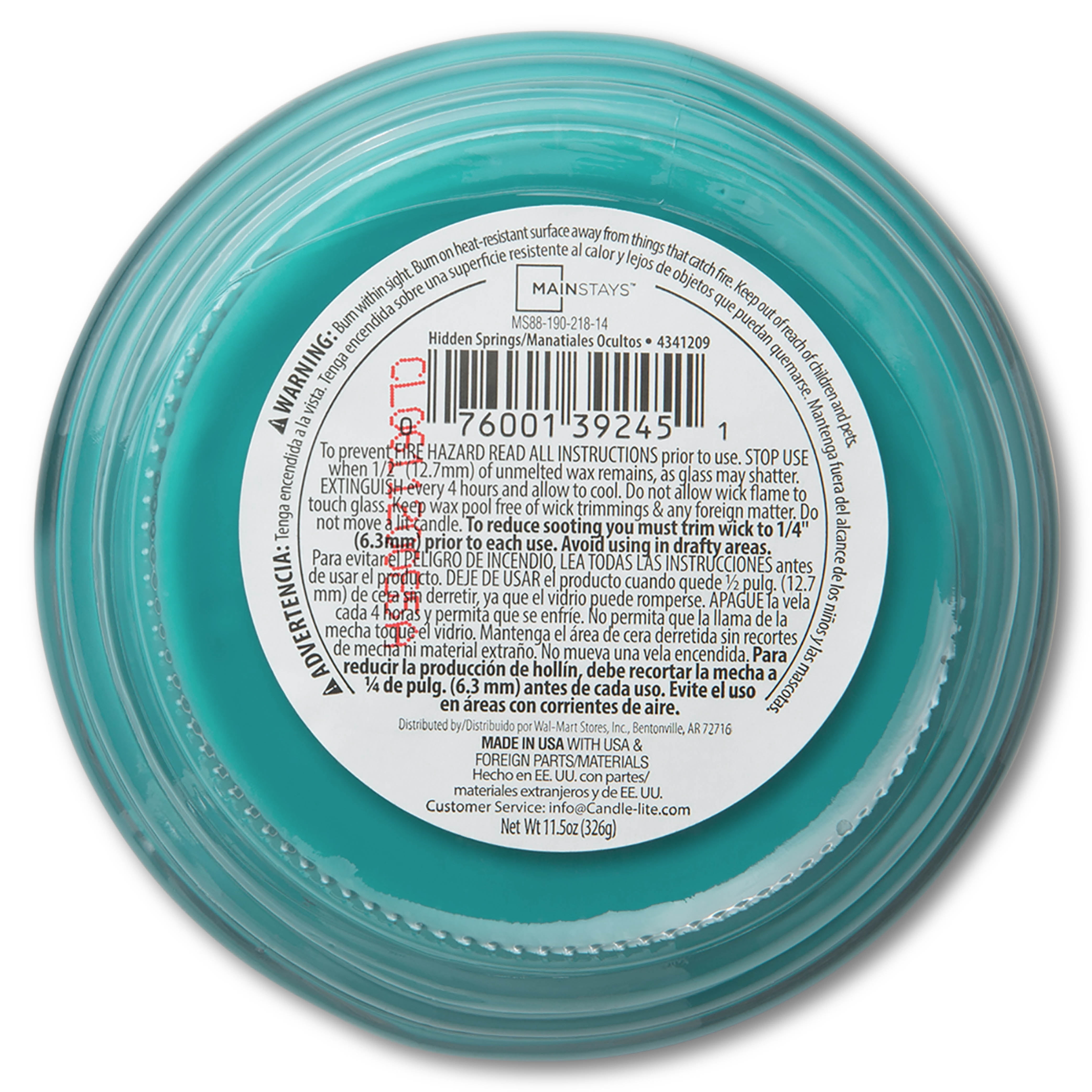 Mainstays 3-Wick Scented Glass Jar Candle, Hidden Springs, 11.5oz.
