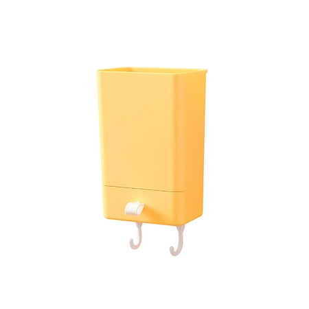 

wendunide kitchen gadgets Wall Mounted Storage Box With Hook Mobile Phone Holder Mobile Phone Charging Station Remote Control Storage Box Self Adhesive Double Sided Tape Fixed Position Yellow