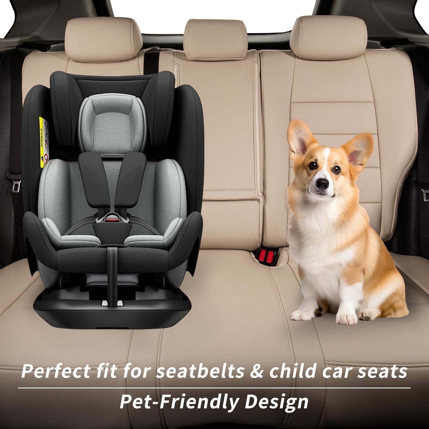 coverdream Rav4 Seat Covers Custom Fit for 2026 Toyota Rav4 Hybrid (SE,XSE) & PHEV GR Sport SUV,Waterproof Faux Leather(Full Set,Beige)