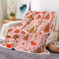 thumbnail image 2 of Pink Christmas Gingerbread Man Throw Blanket, Winter Cute Star Snowflakes Candy Cane Throws Blankets, Xmas Soft Lightweight Holiday Blanket for Couch Sofa Bed Chair Living Rooms Decor 40X50IN, 2 of 6
