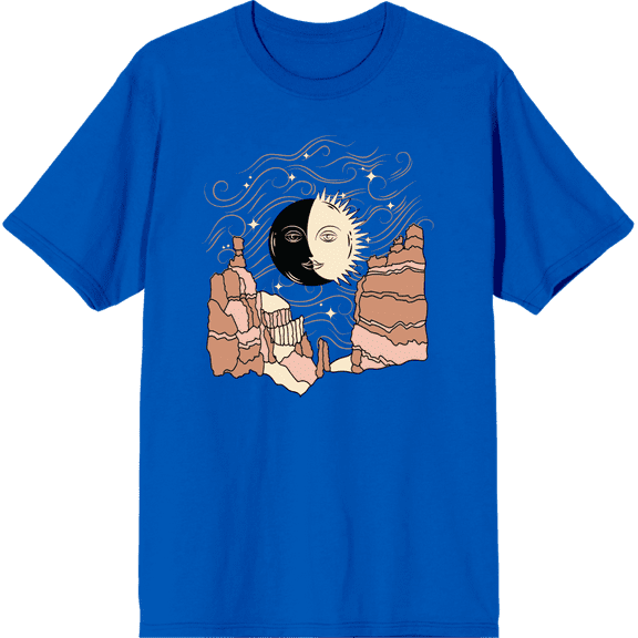 Celestial Tropics Canyon Adult Royal Blue Crew Neck Short Sleeve Tee-XL