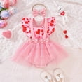thumbnail image 2 of NIEWTR Newborn Baby Girl Romper Dress Summer Clothes Boho Photoshoot Outfits with Headband Outfit for Girls Newborn 3 6 9 12 18 Months(A-Pink,6-9 Months), 2 of 4