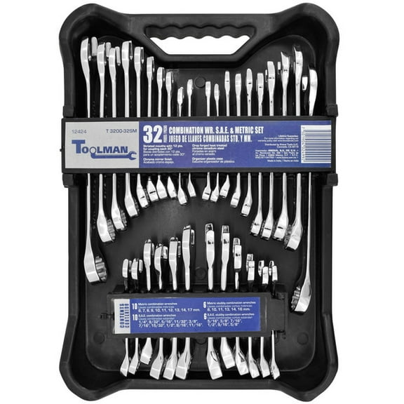 Jgo. con 32 llaves combinadas std y mm Toolman Llaves combinadas estándar y milimetricas