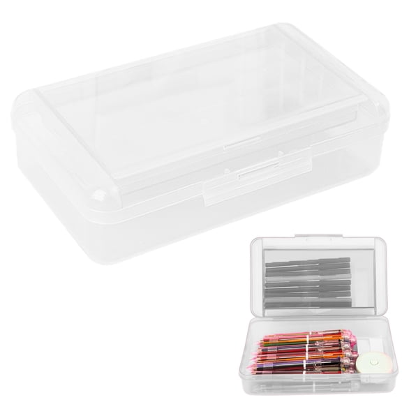 ZMKIAG Double Layer Clear Plastic Pencil Case - Extra Large Capacity 𝗦𝗰𝗵𝗼𝗼𝗹 Supply Organizer with Convenient Button-Type Lid - Hard Shell Storage Box for Crayons, Markers & Art Tools