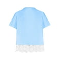 thumbnail image 3 of MeetoTime Kids Short Sleeve Tops Summer Casual Round Neck Gradient Color Lace Layered T-Shirt Tee for Girls, 3 of 4