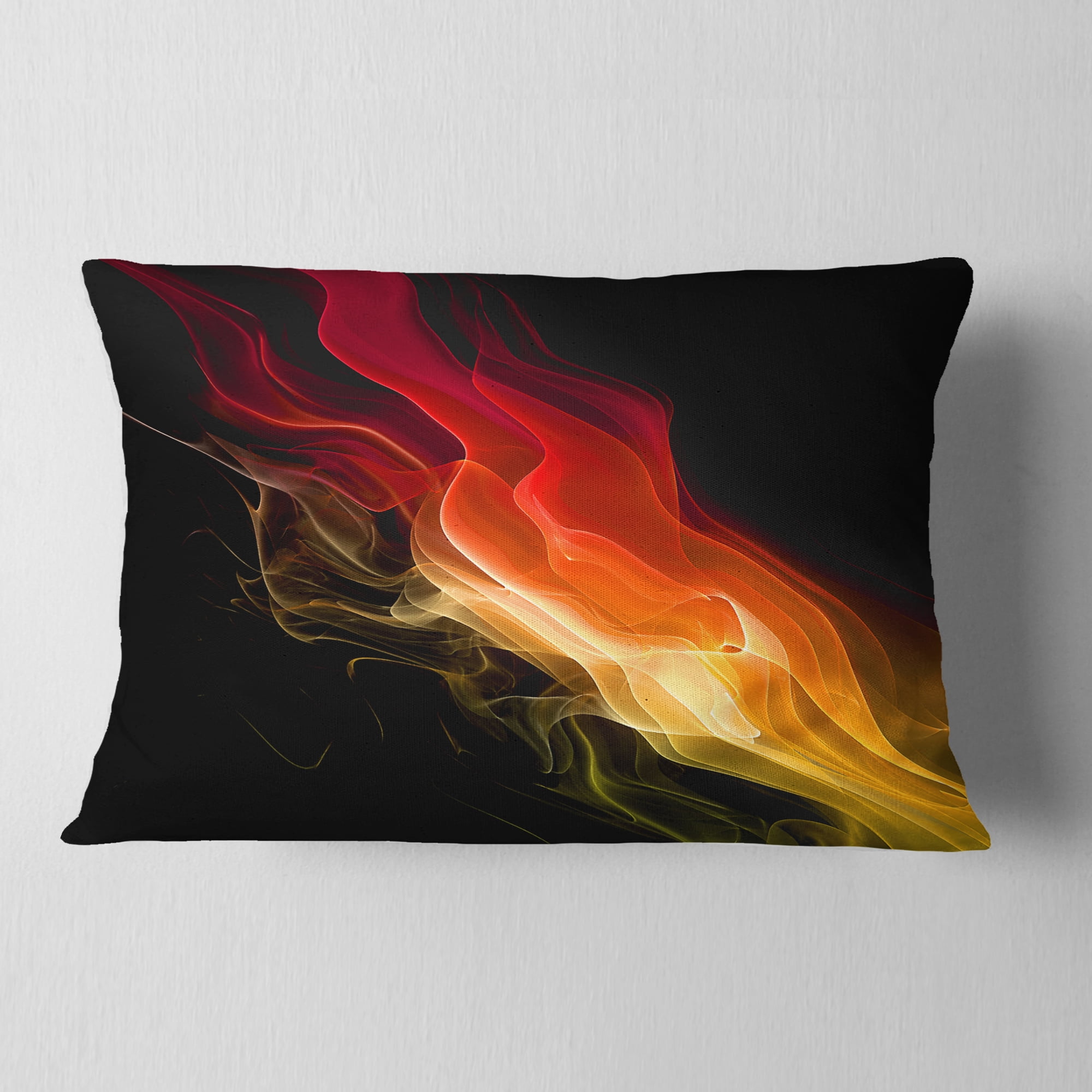 Designart Yellow Red 3d Abstract Waves - Contemporary Abstract Throw Pillow - 12x20