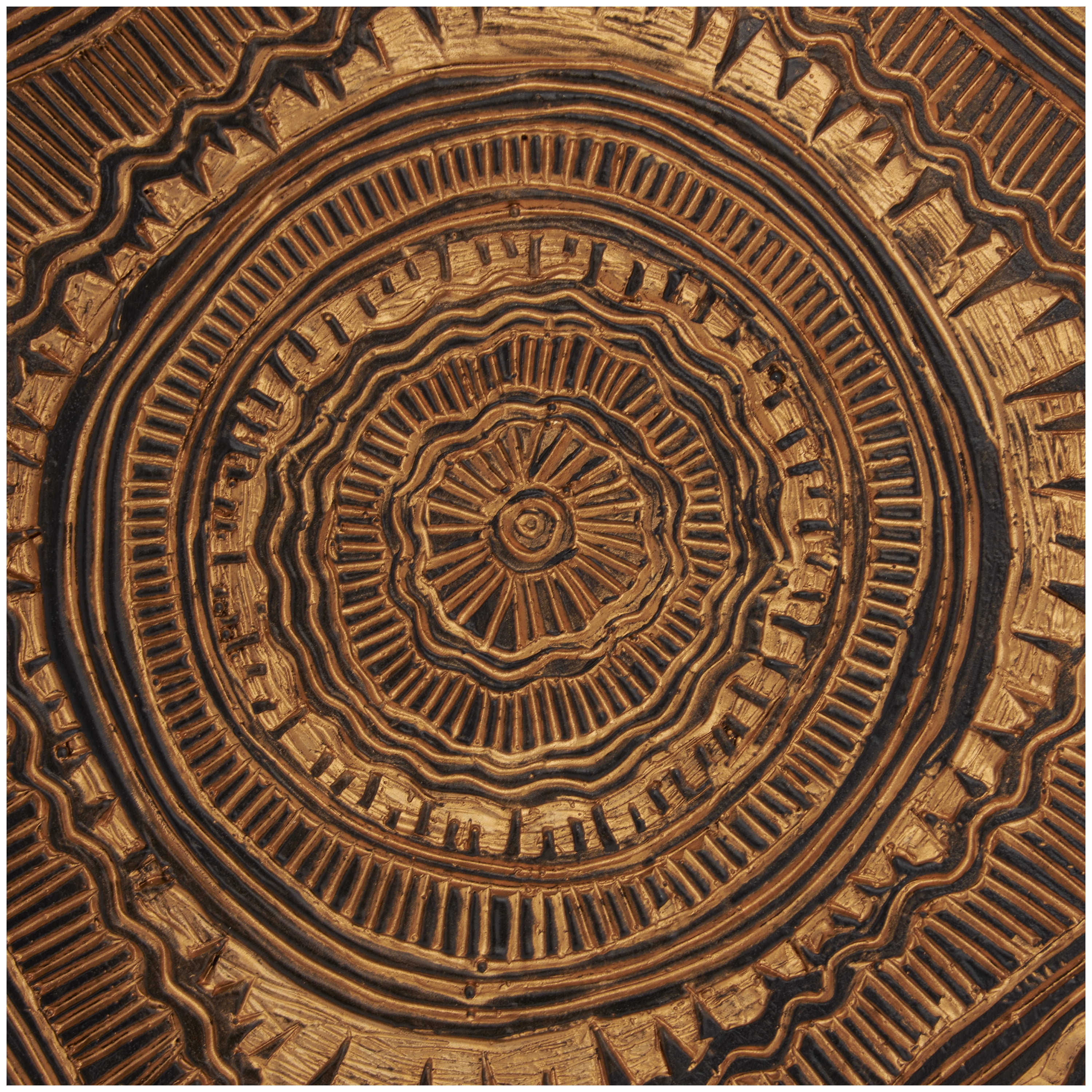 11" x 17" Brown Resin Abstract Carved Tribal Sculpture with Black Stand and Wavy Edge, by DecMode