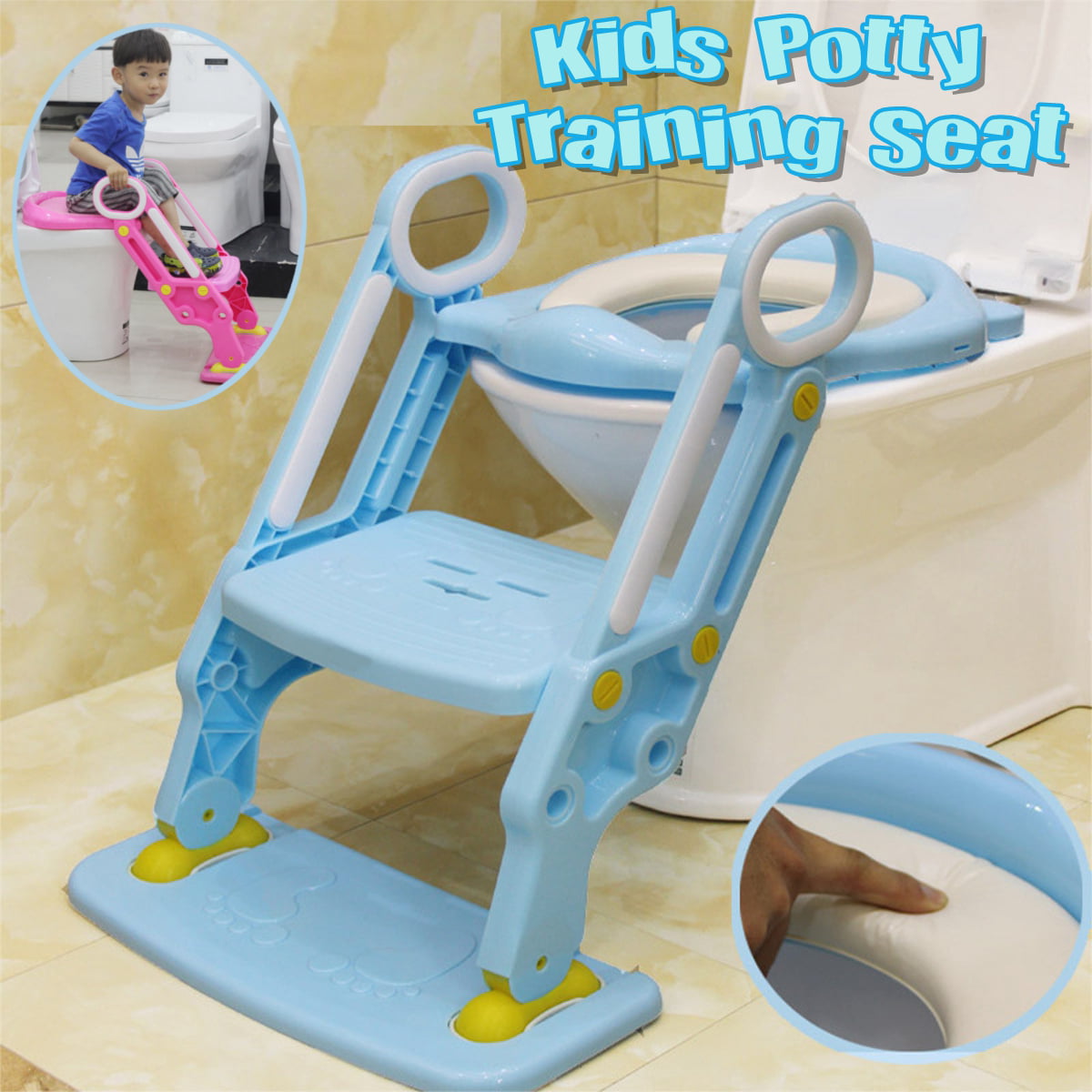 Baby Kids Potty Training Seat with Step Stool Ladder Child Toddler Toilet Chair 
