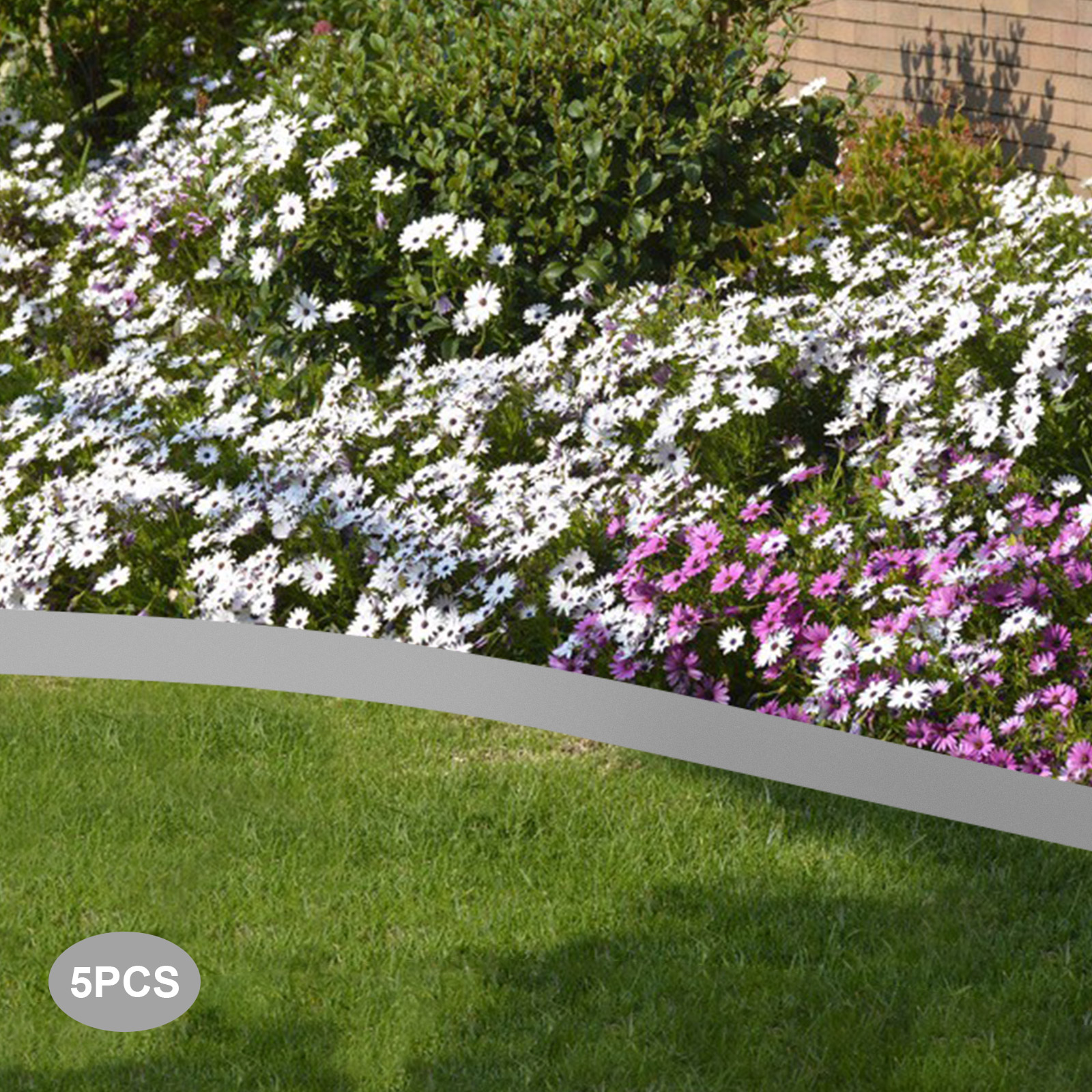 Miumaeov Steel Lawn Edging Garden Metal Landscape Edging Border16.25 ft Total Length Landscaping Metal Edging Lawn Edge for Garden Yard Gray