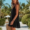 thumbnail image 4 of Admvng Womens Dress Ruffle Hem V Neck Sleeveless Lace-Up Casual Summer Dress, 4 of 7