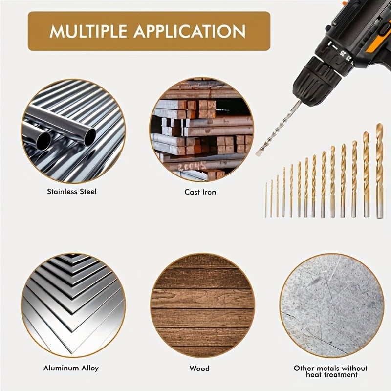 50pcs Multifunctional Drill Bit Set, Titanium Alloy Drill Bit Set, Compatible with Handheld Electric Drill Impact Drill, Suitable for Drilling Holes in Metal, Plastic, And Wood