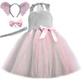thumbnail image 3 of Vestido con tutú de elefante volador rosa y gris para niñas pequeñas, disfraz de Halloween, disfraces de animales, ropa para fiestas en la jungla, 3 of 5