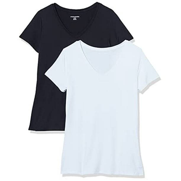 Women's Tech Stretch Short-Sleeve V-Neck T-Shirt, Pack of 2, Black/White,  Small - Walmart.com