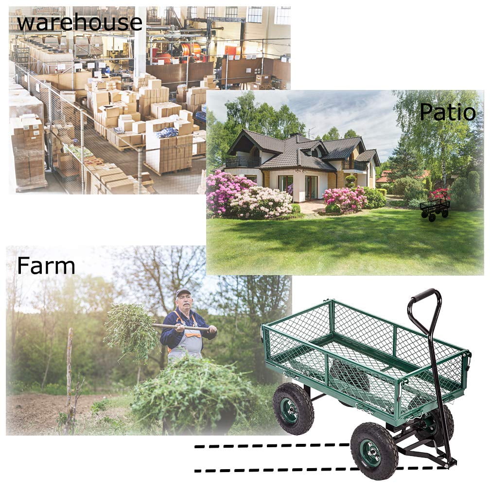 FDW Garden Carts Outdoor Steel Heavy Duty Beach Lawn Yard Landscape，40"D x 18"W x 34"H