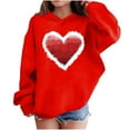thumbnail image 2 of Girls Red Heart Hoodie, Oversized Watercolor Print Pullover, Valentine's Day Gift Kids Cute Graphic Sweatshirt for Girls,Size 3 T, 2 of 8