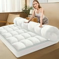thumbnail image 2 of Thick Cooling Mattress Topper - Overfilled Down Alternative Pillow Top, Baffle Box Design, Fits 8-21 Inch Deep Pocket, Plush & Support, Machine Washable, 2 of 12
