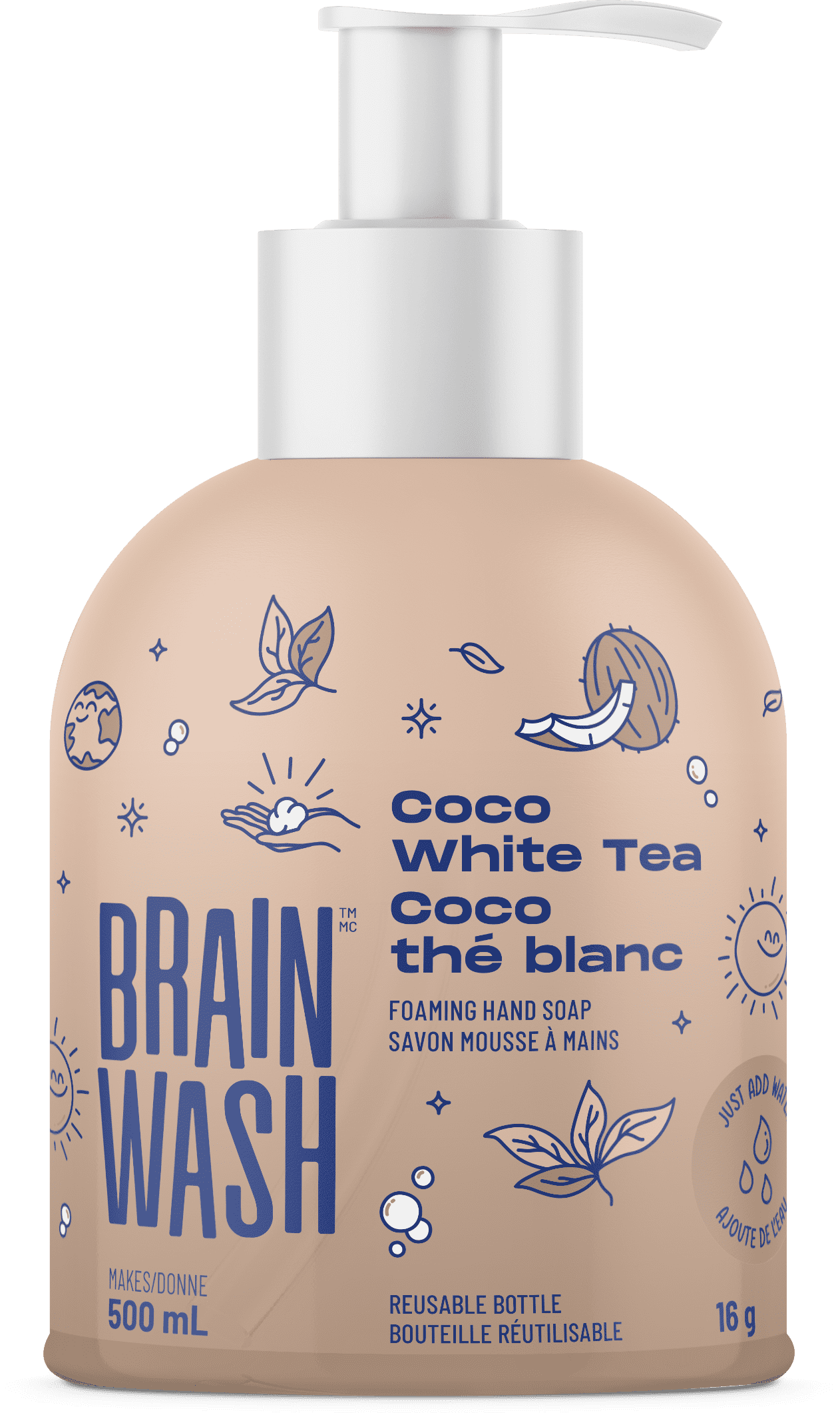 Brain Wash Foaming Hand Soap Bottle with Starter Pod - Coco White Tea, 500ml