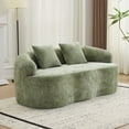 thumbnail image 3 of SOULART 66.93" Loveseat Sofa, Green Curved Cream Couch with Round Armrest, Compression Design with 2 Pillows, No Assembly Required for Small Spaces, 3 of 11