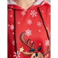 thumbnail image 6 of ELF Women Christmas Hoodies Dress Deer/Snowman Print Drawstring Hooded Long Sleeve Sweatshirts Dress Fall Mini Dress, 6 of 6
