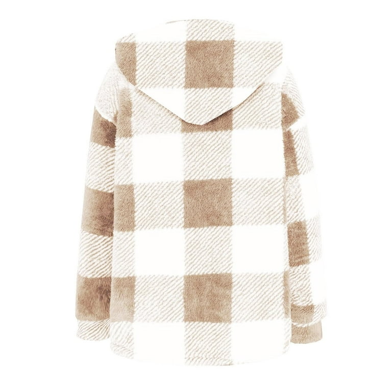bbyeadc Womens Winter Jacket Plaid Button Down Fleece Lined