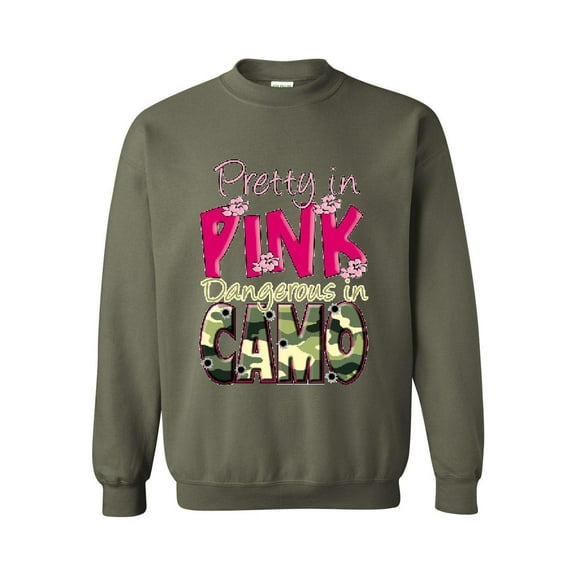 Mens Sweatshirts and Hoodies - Pretty in Pink Dangerous in Camo