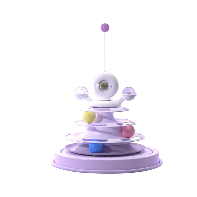 Milaget Jouet pour Chat Rouleau Casse-Tête Amusant Piste Circulaire 3 Couches pour Chaton Taquin Violet