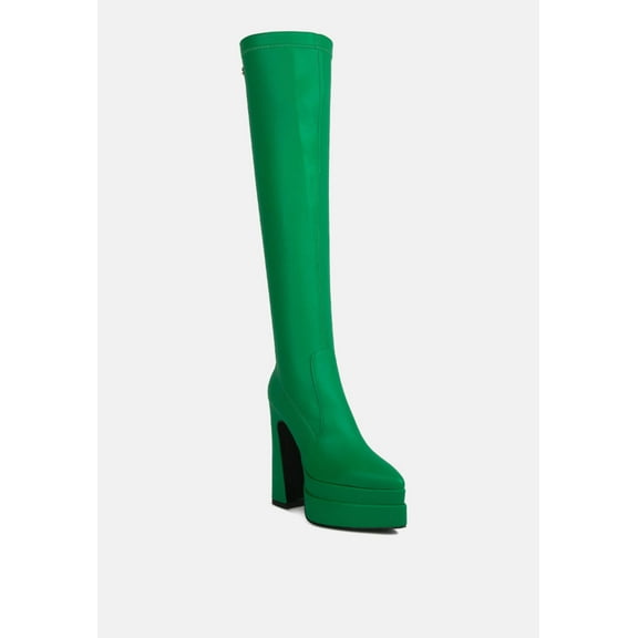 CYBER-PUNK High Platform Long Boots in Green
