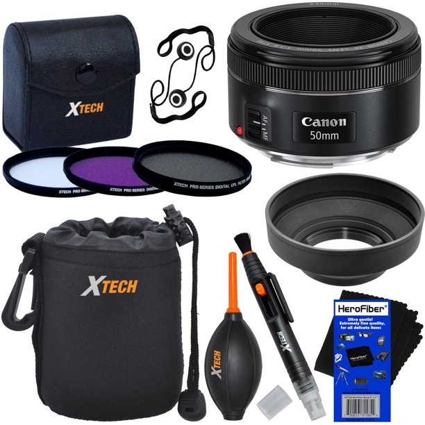 Canon EF 50mm f/1.8 "STM" Lens for Canon SLR Cameras + 3pc Filter Kit