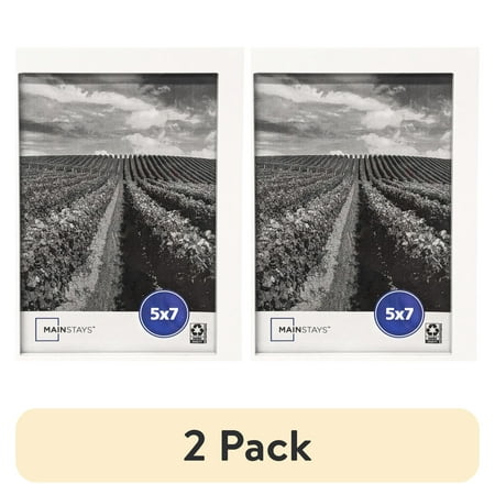 (2 pack) Mainstays 5 x 7 White Gallery Picture Frame, Tabletop or Wall Display