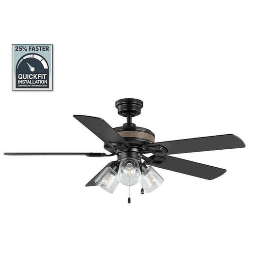 Home Decorators Collection 52 in. Sederio Indoor Matte Black LED Ceiling Fan with Light Kit