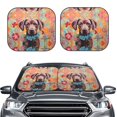 thumbnail image 2 of Windshield Sun Shade, Painted Flower Puppy Foldable Car Sun Shade Windshield for Front, 2 Pieces, 2 of 7