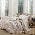 thumbnail image 6 of MooMee Striped Duvet Cover Set Queen 100% Washed Cotton Linen Like Textured Breathable 3-Piece (Orange& White Classic Stripes), 6 of 8